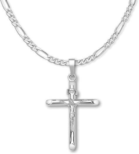 amazon mens silver cross necklace|silver crucifix necklace men's.